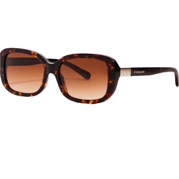 Coach Signature Turquoise Frame Sunglasses HC8299(L1142) Dark Brown - Picture 1 of 9